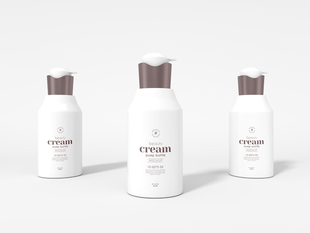glossy cosmetic beauty cream pump bottle packaging mockup