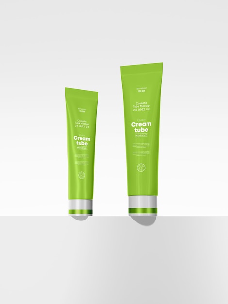 Glossy Cosmetic Beauty Cream Tube Packaging Mockup