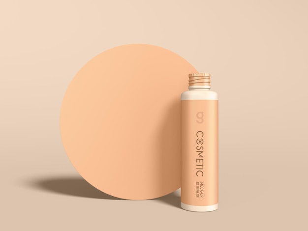 Mockup di marchio di bottiglia cosmetica lucida