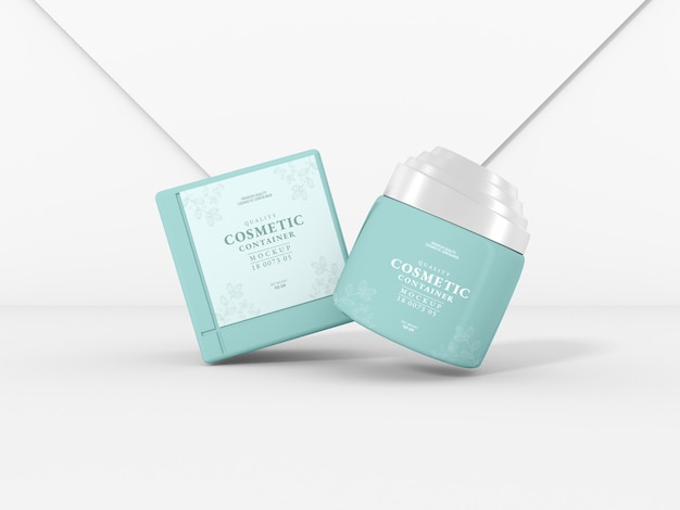 Glossy Cosmetic Cream Container Branding Mockup