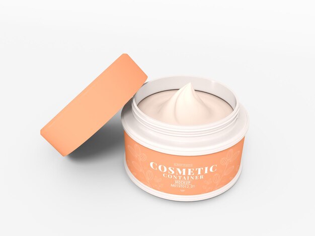 PSD glossy cosmetic cream container packaging mockup