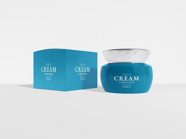 Glossy cosmetic cream container packaging mockup