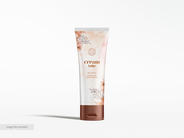 Glossy cosmetic cream tube branding mockup