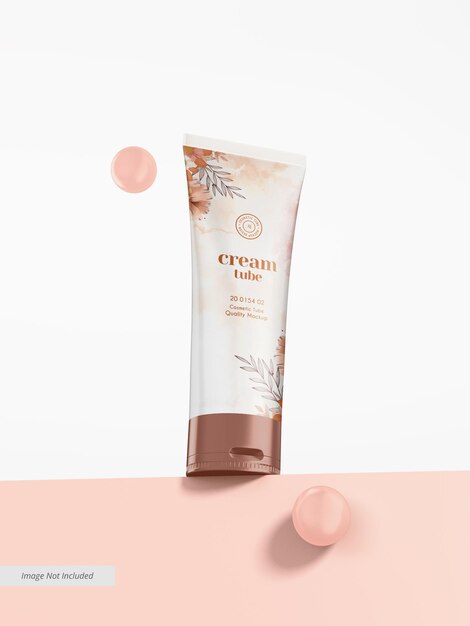 PSD mockup di marchio del tubo di crema cosmetica lucida