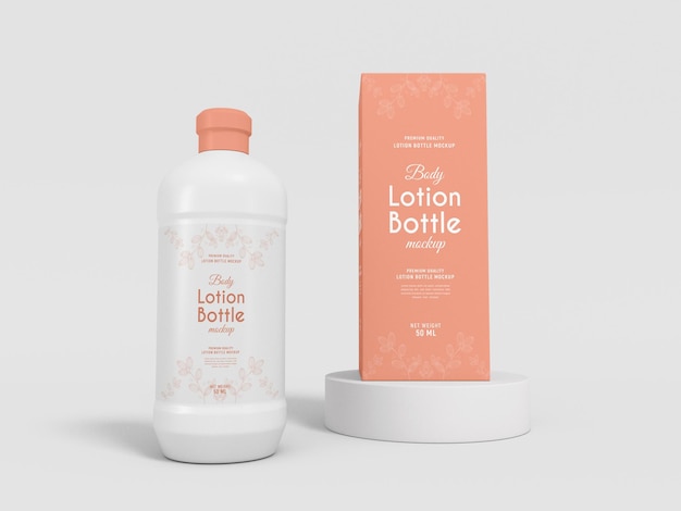 Glossy Cosmetic Lotion Bottle Packaging Mockup