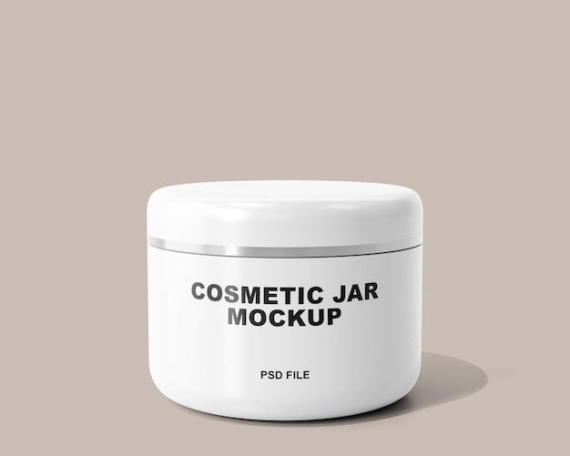 PSD glossy cosmetic plastic cream jar packaging mockup