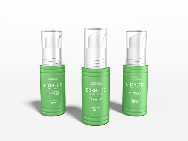 Glossy cosmetic pump bottle branding mockup