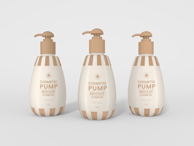 Glossy cosmetic pump bottle branding mockup