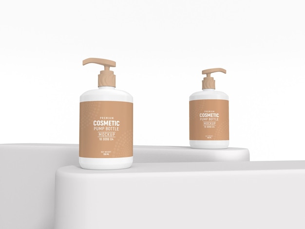 Glossy Cosmetic Pump Bottle Branding Mockup