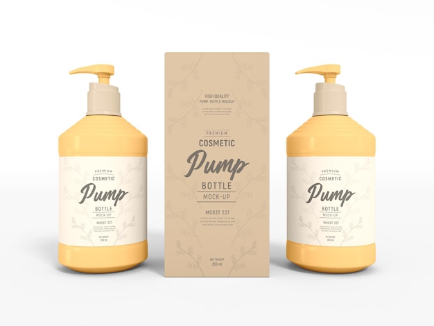 PSD glossy cosmetic pump bottle mockup