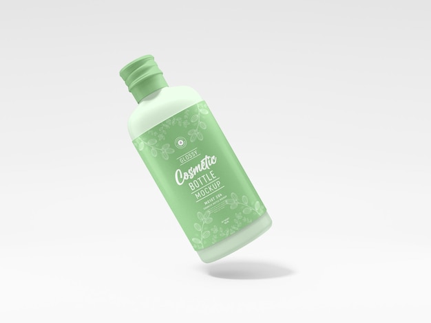 Glossy cosmetic round bottle mockup