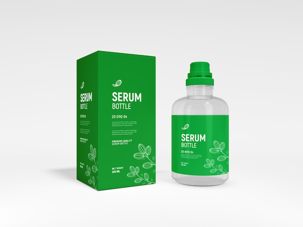 Glossy cosmetic skin care serum bottle branding mockup