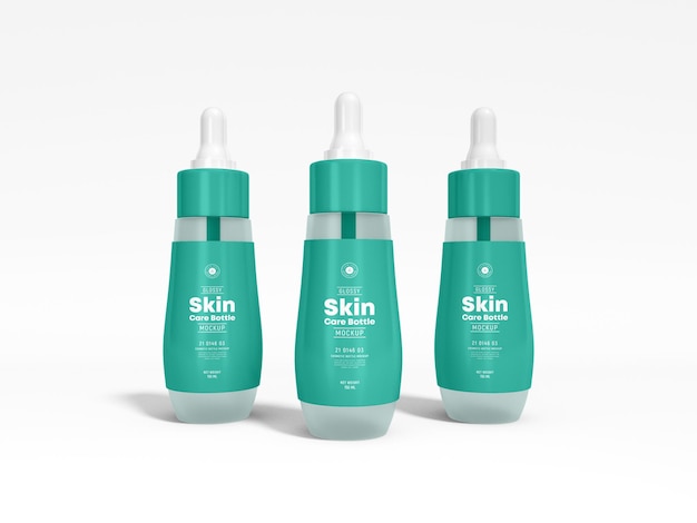 Glossy cosmetic skin care serum bottle branding mockup