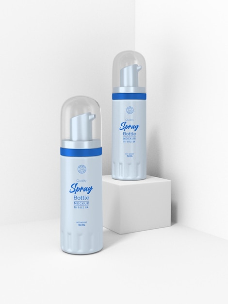 Glossy Cosmetic Spray Bottle Branding Mockup