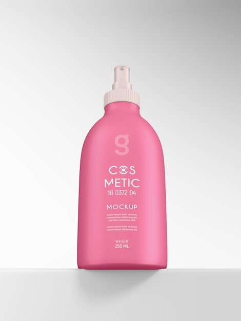 Glossy cosmetic spray bottle branding mockup