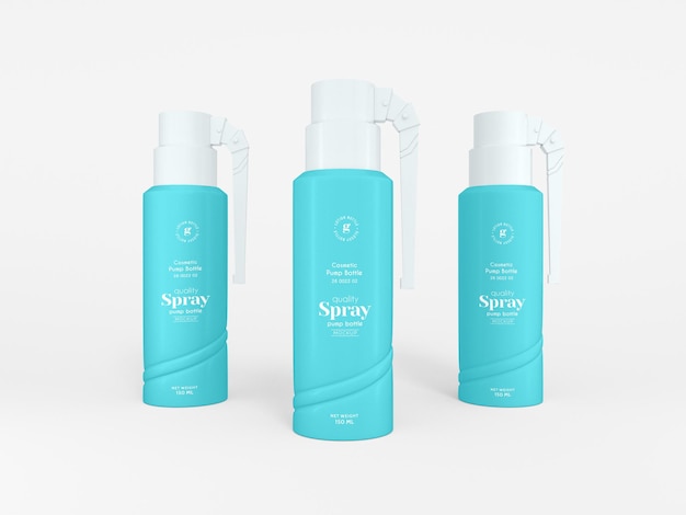 Glossy cosmetic spray bottle branding mockup