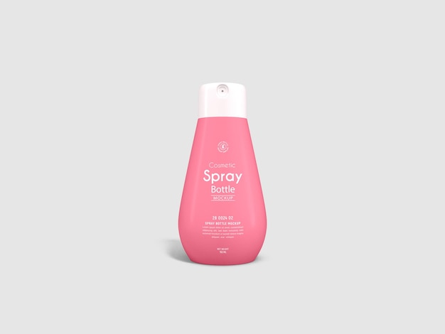 Glossy cosmetic spray bottle packaging mockup