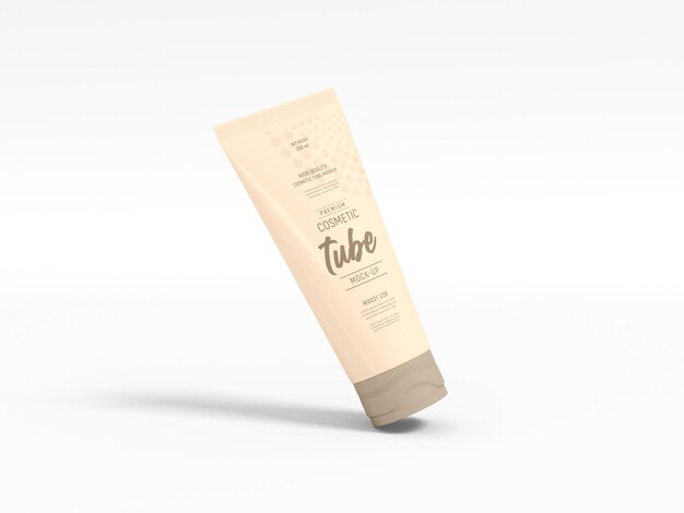 Glossy cosmetic tube with box mockup