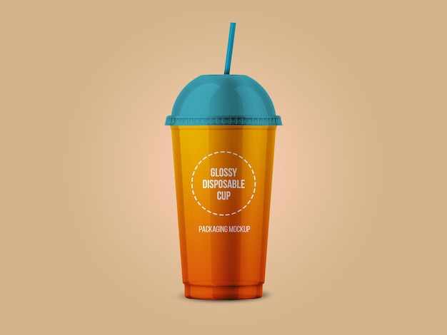 PSD glossy disposable cup mockup