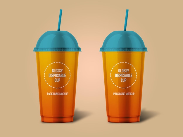 Glossy disposable cup mockup