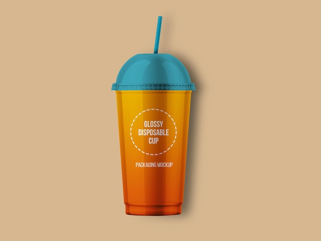 PSD glossy disposable cup mockup