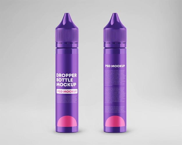 Glossy dropper bottles mockup