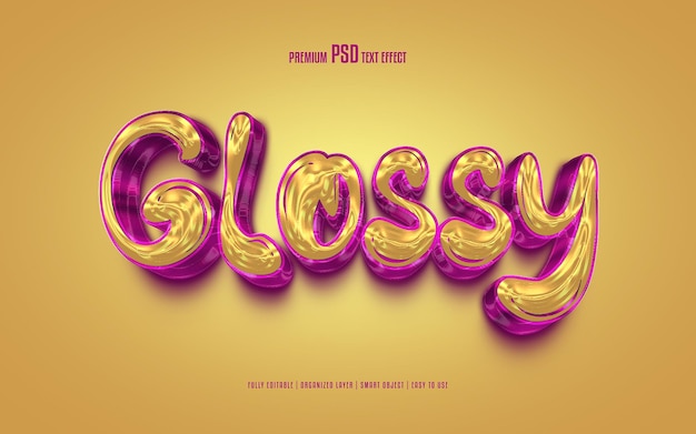 Glossy editable premium 3d psd text effect