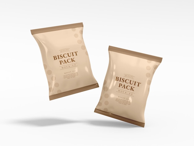 Glossy foil biscuit pack packaging mockup