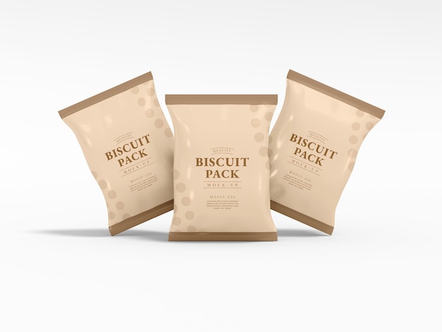 Glossy foil biscuit pack packaging mockup