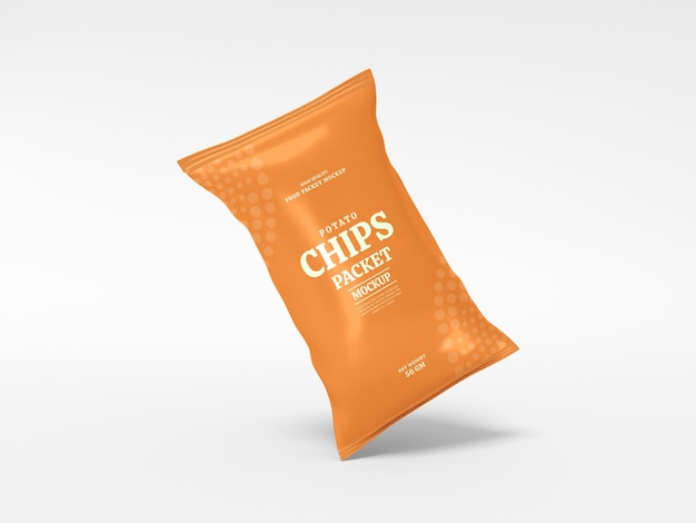 Glossy Foil Chips Packet Mockup