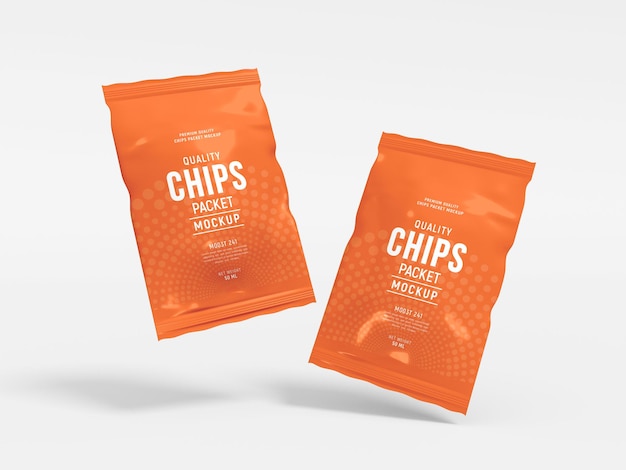 PSD glossy foil chips packet mockup