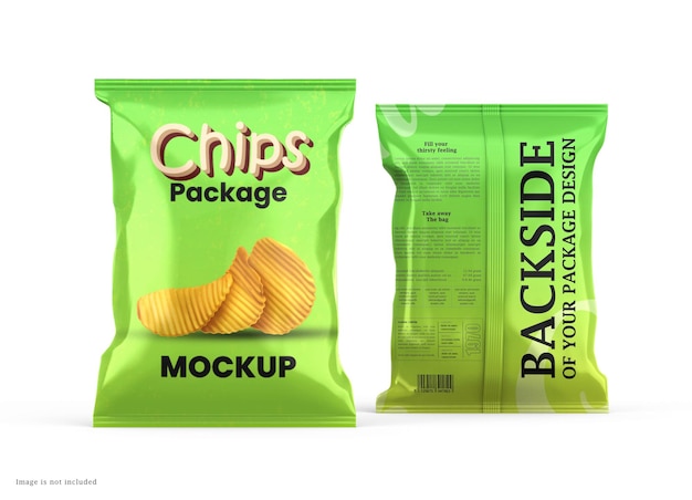 Glossy foil chips packet mockup