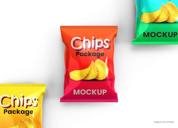 Premium PSD | Glossy foil chips packet mockup