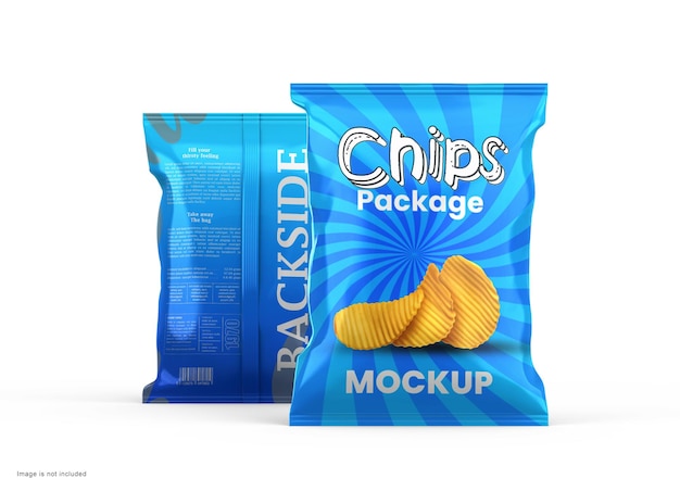 PSD glossy foil chips packet mockup