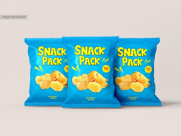 PSD glossy foil chips packet mockup