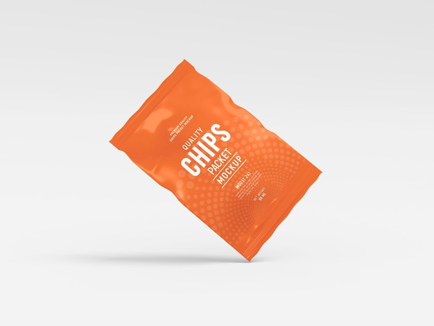 PSD glossy foil chips packet mockup