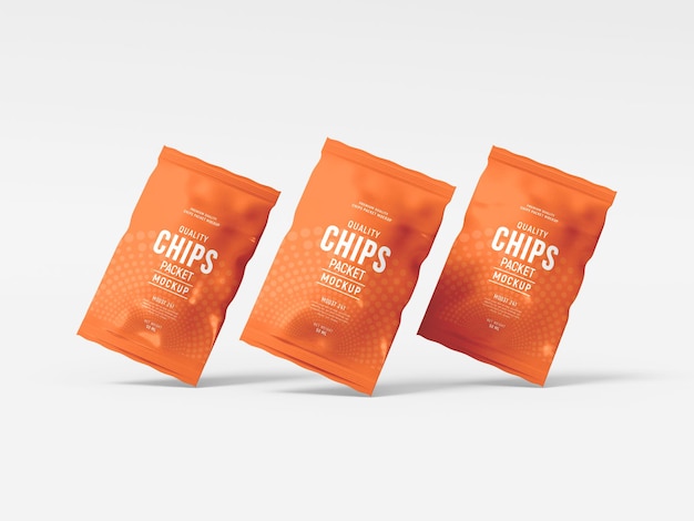 Glossy foil chips packet mockup