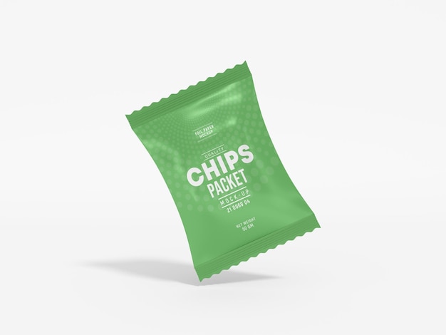 PSD glossy foil chips packet packaging mockup