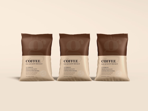 Glossy foil coffee bag packaging mockup