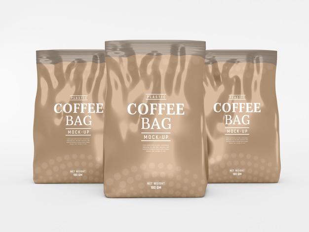 PSD glossy foil coffee bag packaging mockup