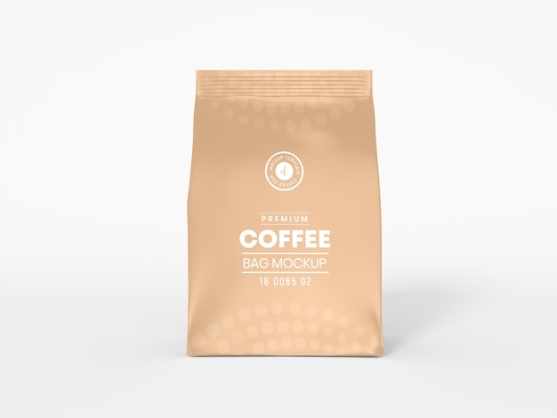 Mockup di imballaggio per sacchetti di caffè in lamina lucida