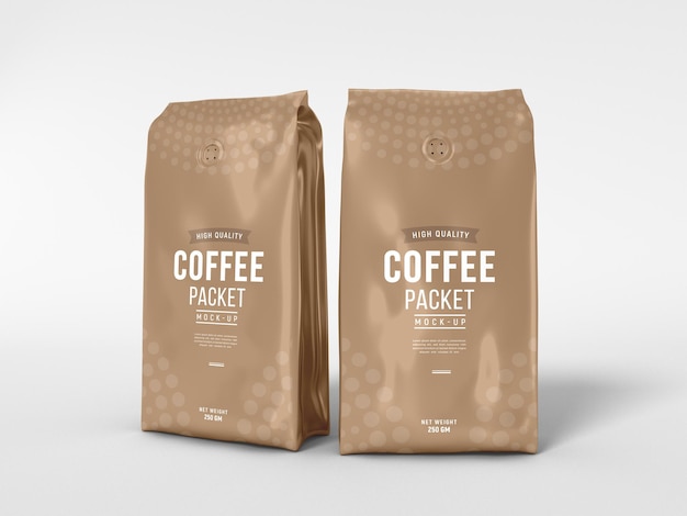 Glossy Foil Coffee Packaging Mockup