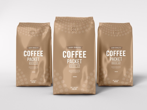 PSD glossy foil coffee packaging mockup