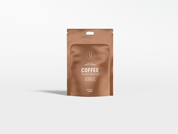 Glossy foil coffee pouch bag branding mockup