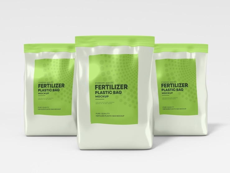 PSD glossy foil fertilizer bag mockup