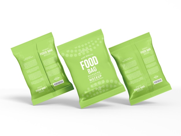 PSD glossy foil food bag packaging mockup