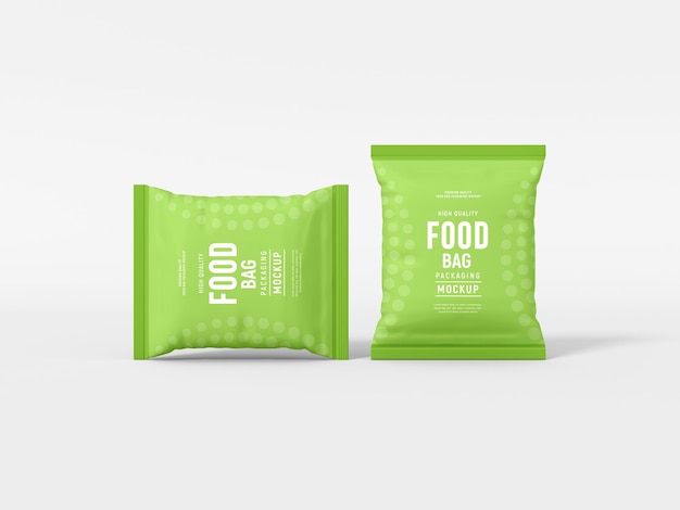 Glossy foil food bag packaging mockup