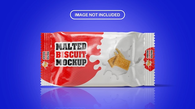 Glossy foil food biscuit package mockup