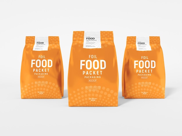 PSD glossy foil food packet mockup