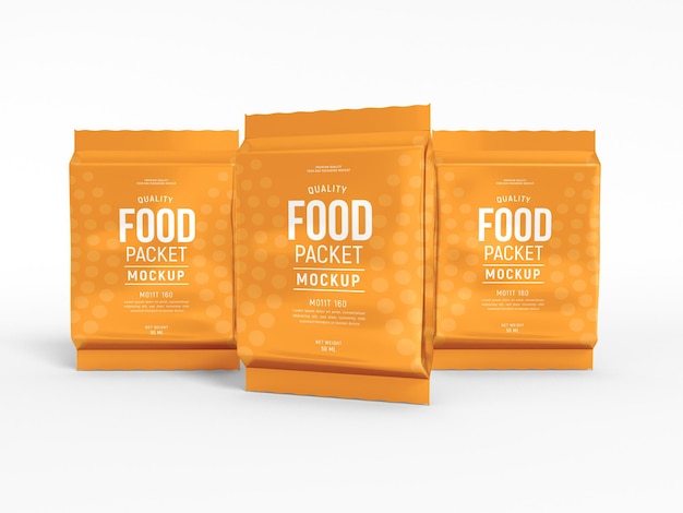 PSD glossy foil food packet mockup